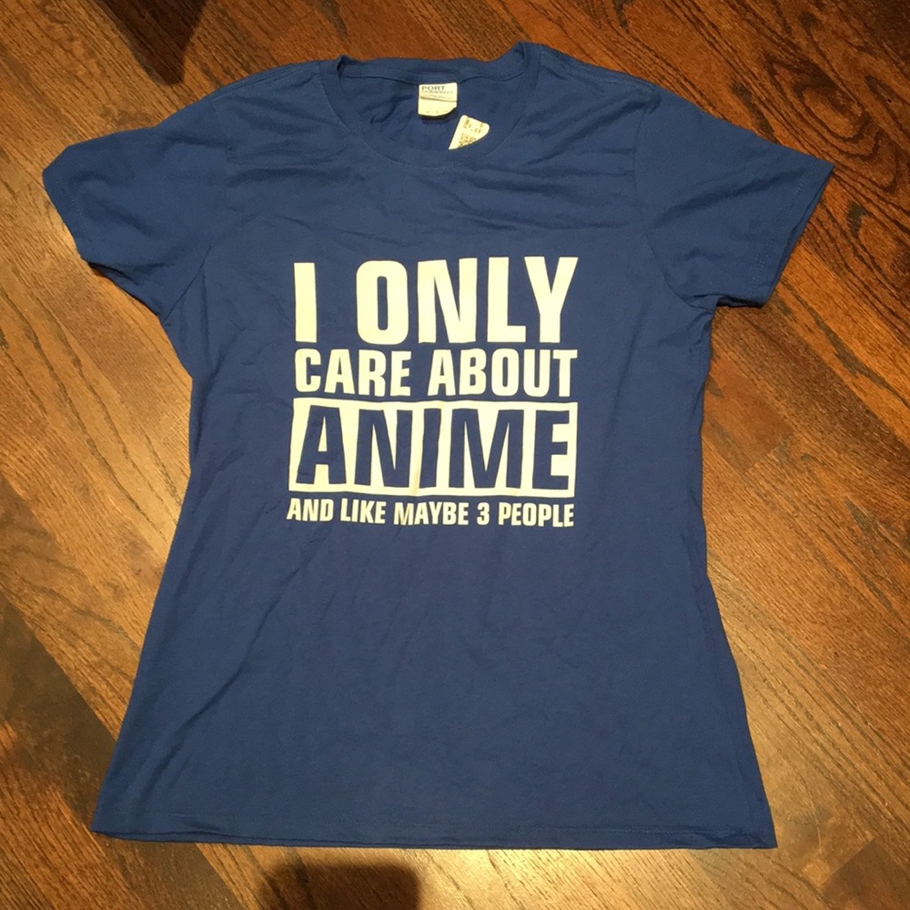 Ladies fit bright blue medium ANIME t-shirt. New!